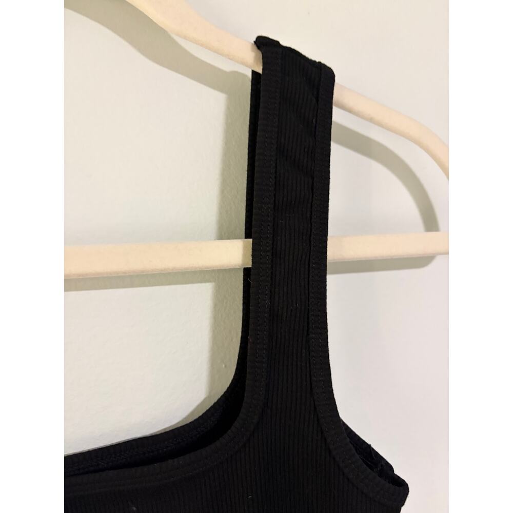 MESHKI Black Ribbed Bodycon Mini Dress Women's Small Square Neck - Picture 6 of 8